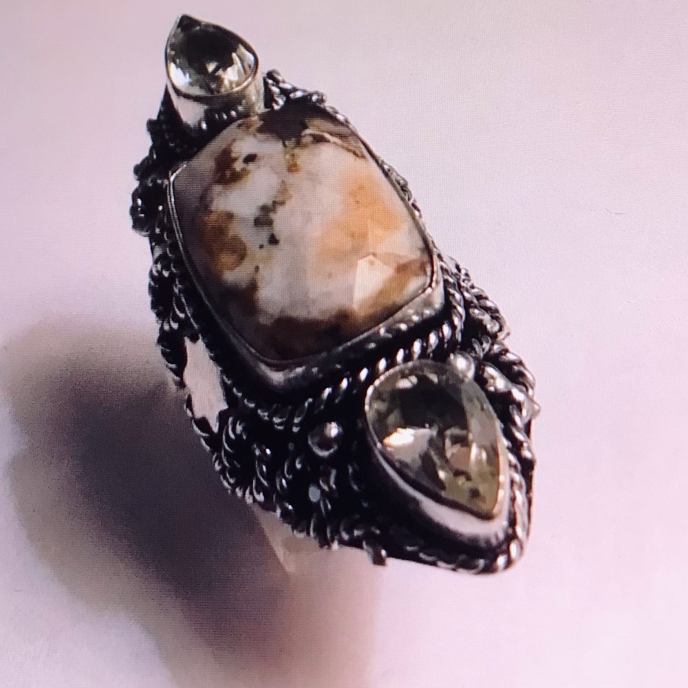 Astrophylite Smokey Topaz Stamped 925 Sterling Silver Ring
